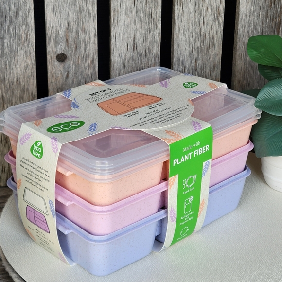 Eco-Friendly Plant Fiber Food Storage Containers - Pink Orange Purple - Picture 9 of 13